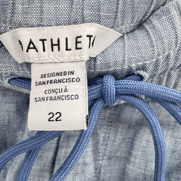 Athleta Womens Linen Retreat Jogger Pant Size 22 Blue Chambray Beachy Coastal - Picture 2 of 10